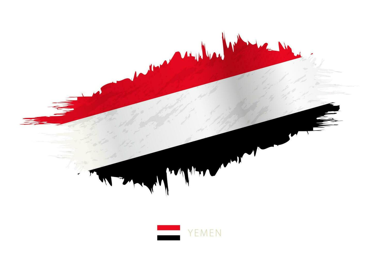 Painted brushstroke flag of Yemen with waving effect. vector