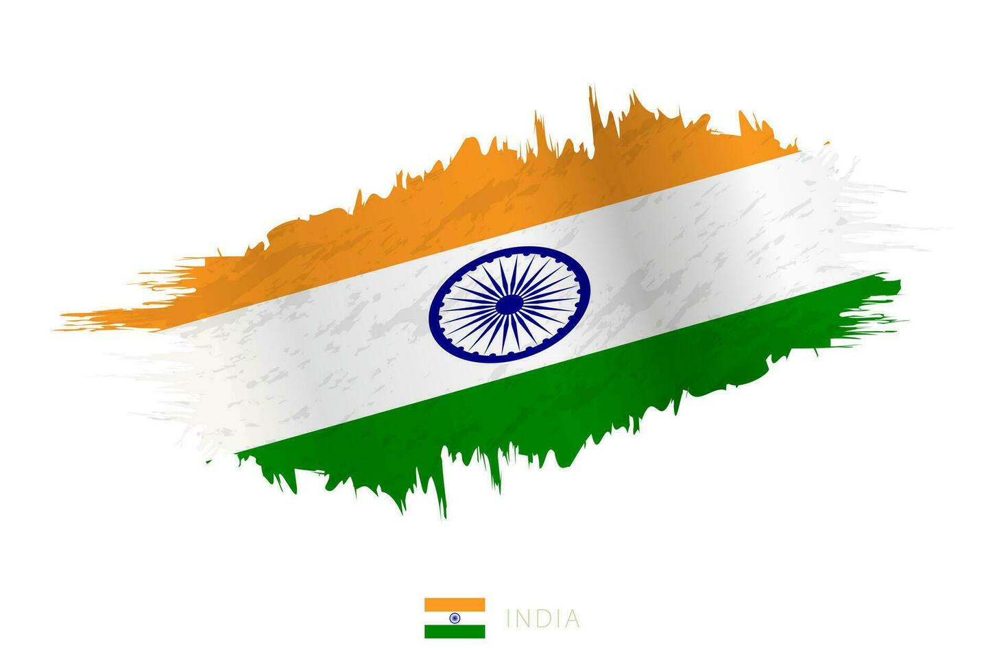 Painted brushstroke flag of India with waving effect. vector