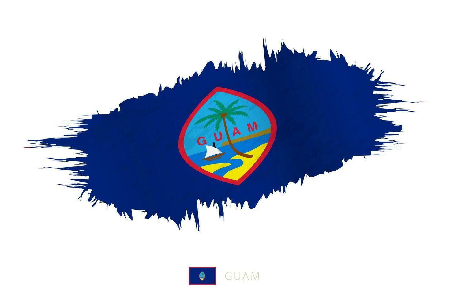 Painted brushstroke flag of Guam with waving effect. vector