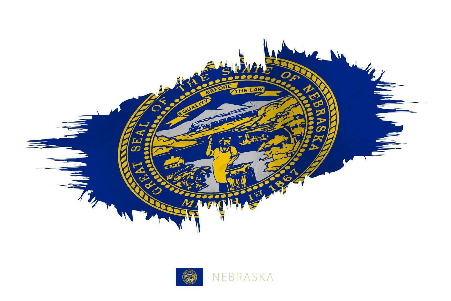 Painted brushstroke flag of Nebraska with waving effect. vector