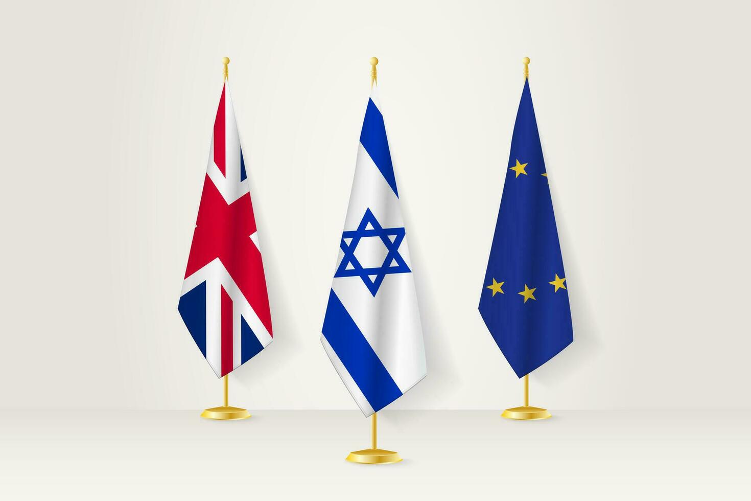 reunión concepto Entre Israel, unido Reino y europeo Unión. vector