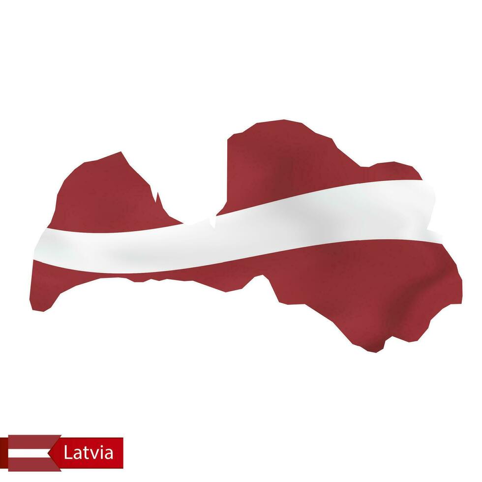 Latvia map with waving flag of Latvia. vector