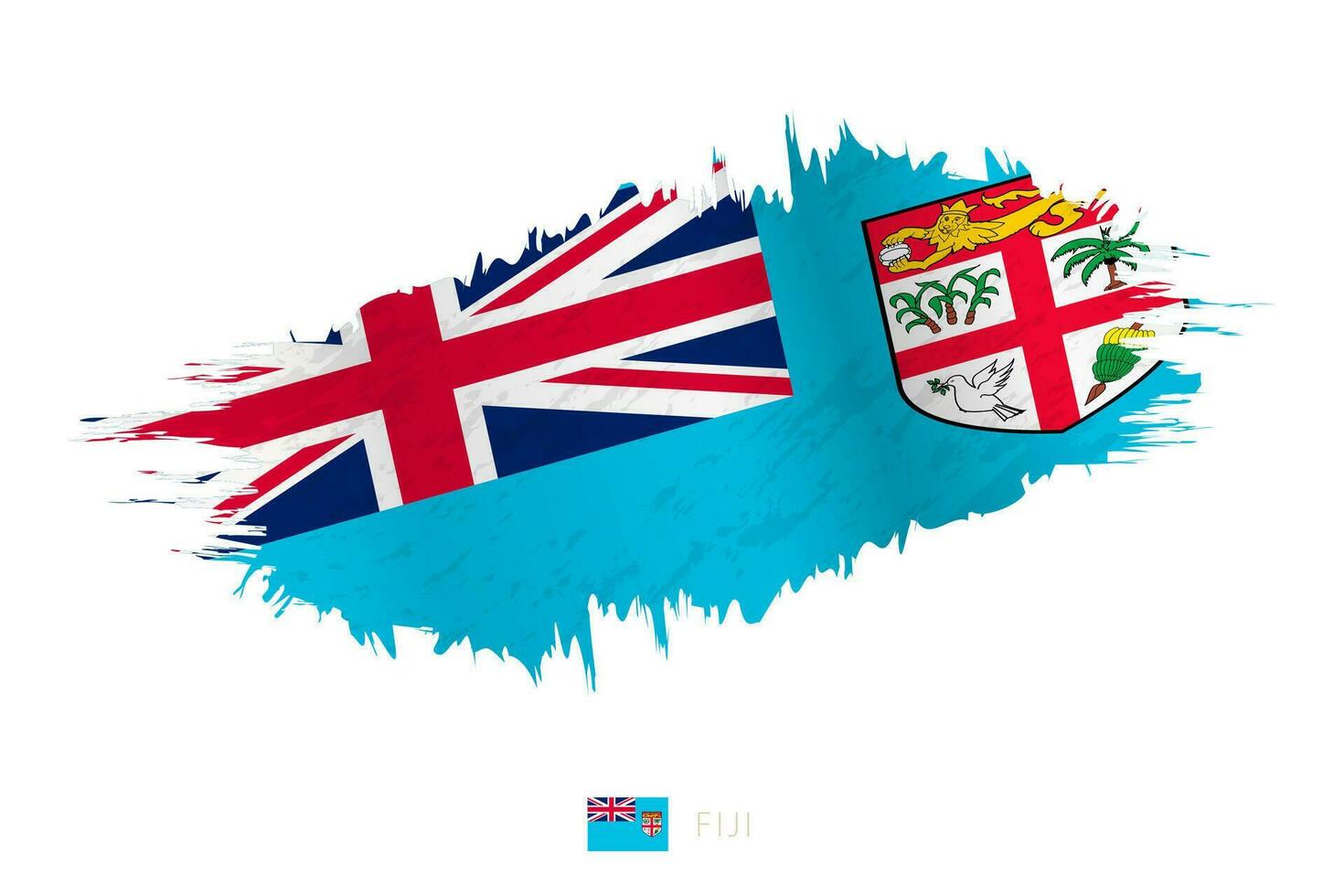 Painted brushstroke flag of Fiji with waving effect. vector