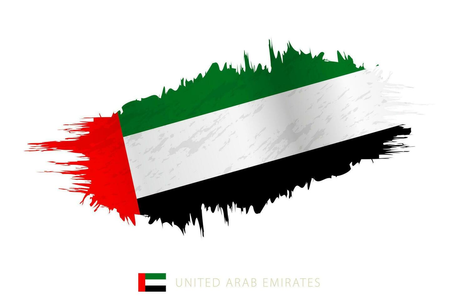 Painted brushstroke flag of United Arab Emirates with waving effect. vector
