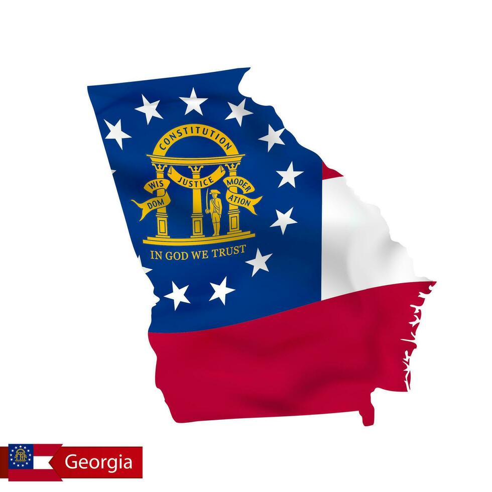 Georgia state map with waving flag of US State. vector