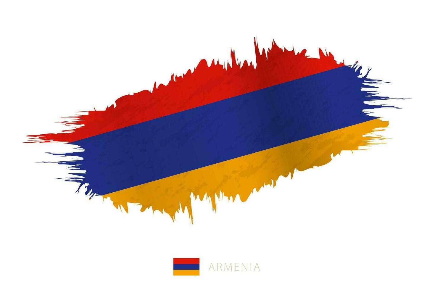 Painted brushstroke flag of Armenia with waving effect. vector