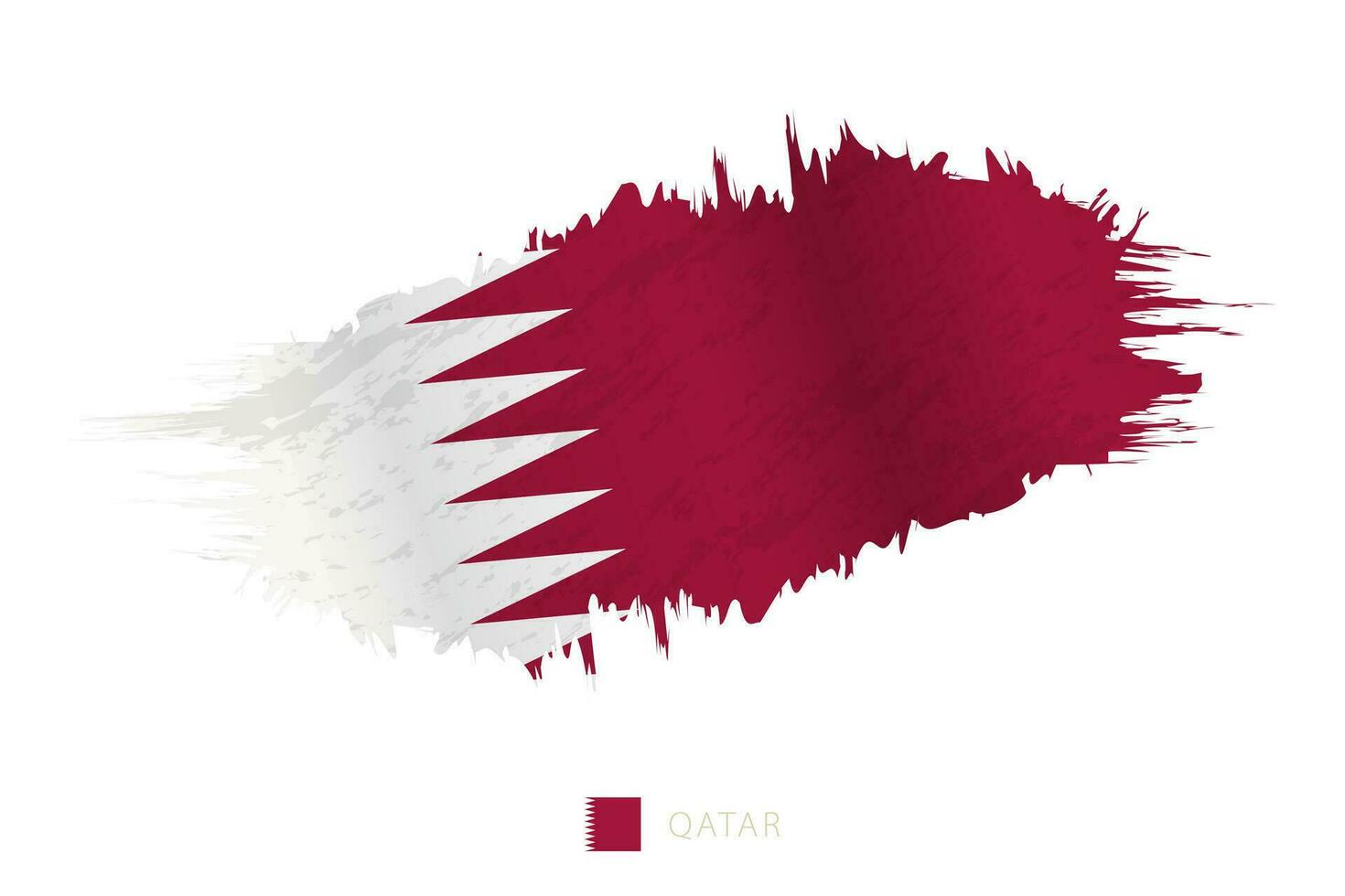 Painted brushstroke flag of Qatar with waving effect. vector