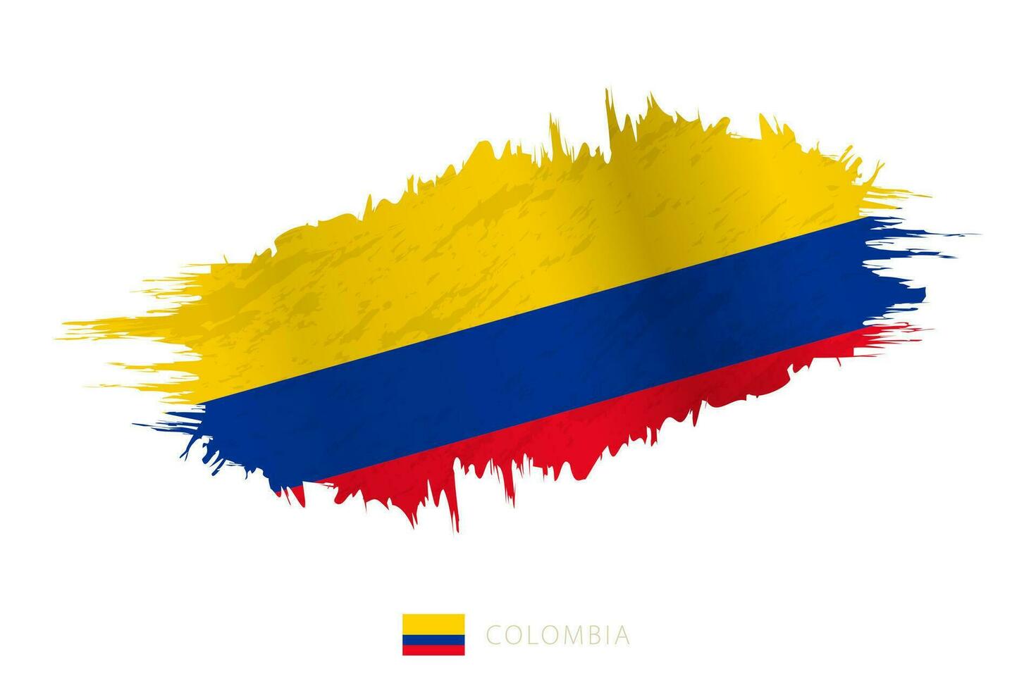 Painted brushstroke flag of Colombia with waving effect. vector