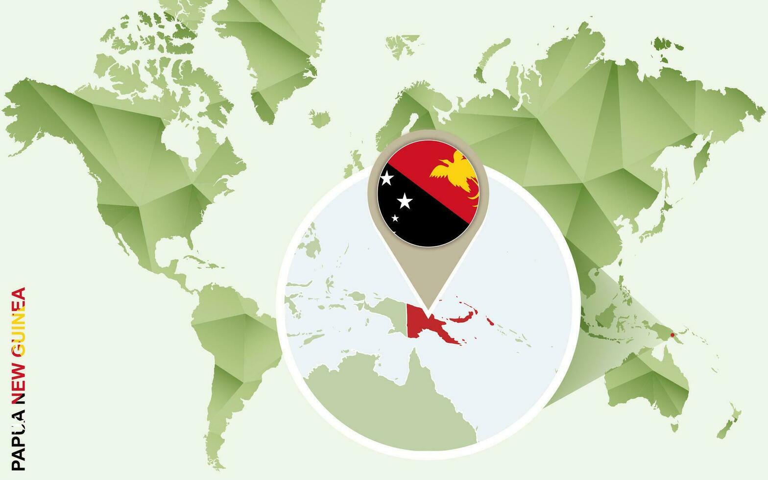 Infographic for Papua New Guinea, detailed map of Papua New Guinea with flag. vector