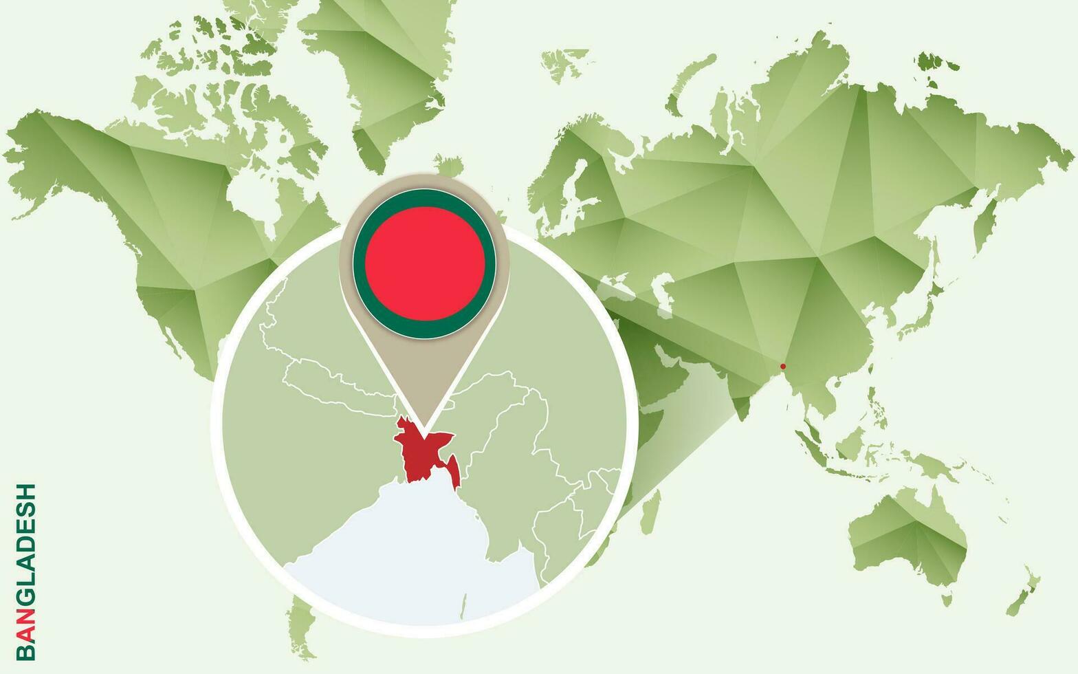 Infographic for Bangladesh, detailed map of Bangladesh with flag. vector