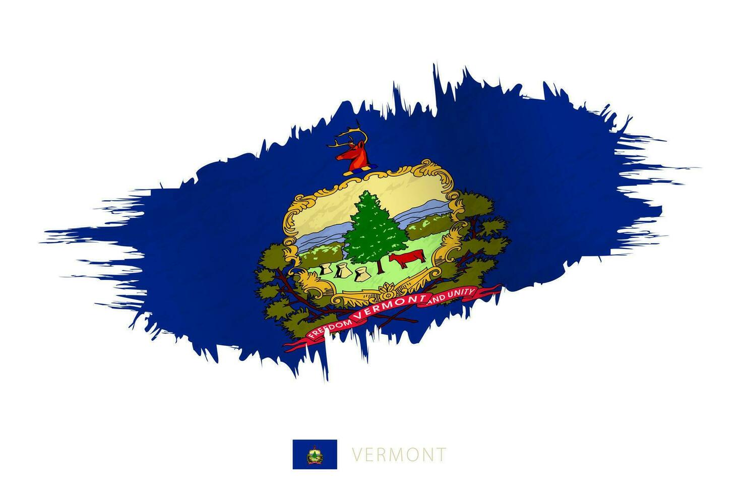 Painted brushstroke flag of Vermont with waving effect. vector