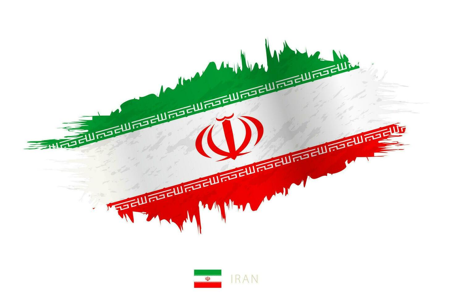 Painted brushstroke flag of Iran with waving effect. vector