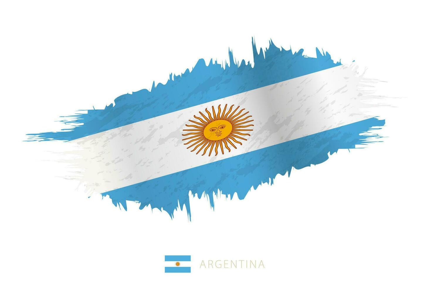 Painted brushstroke flag of Argentina with waving effect. vector