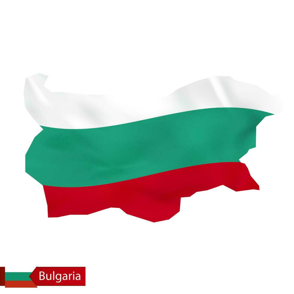 Bulgaria mapa con ondulación bandera de Bulgaria. vector