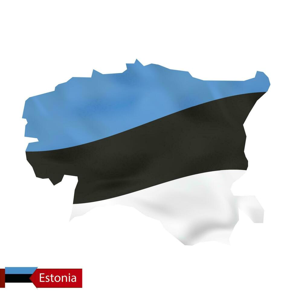 Estonia map with waving flag of Estonia. vector