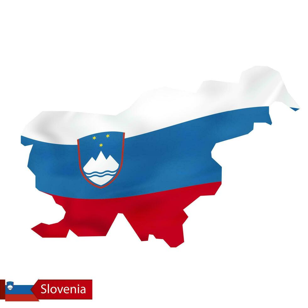 Eslovenia mapa con ondulación bandera de Eslovenia. vector