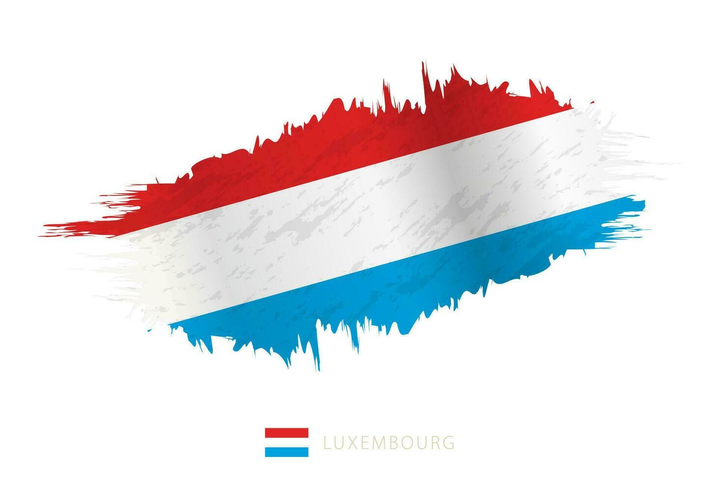Painted brushstroke flag of Luxembourg with waving effect. vector