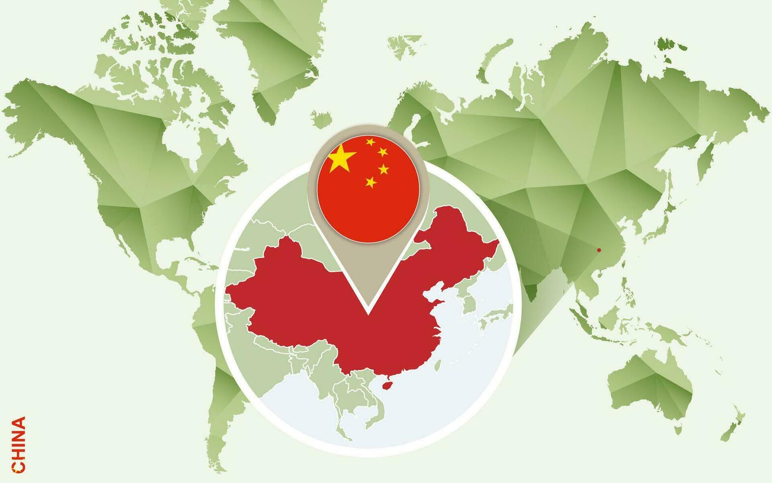 Infographic for China, detailed map of China with flag. vector