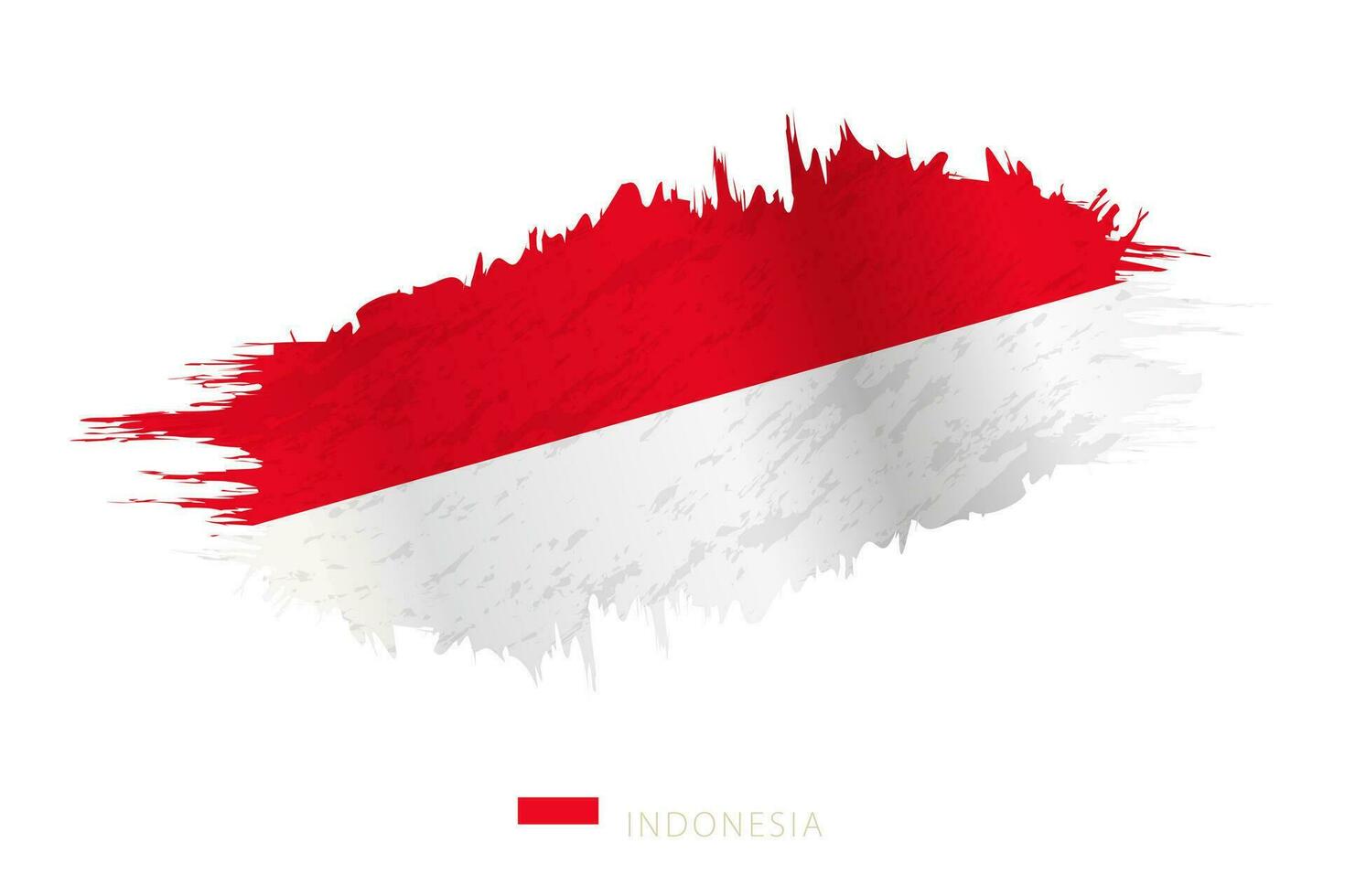 Painted brushstroke flag of Indonesia with waving effect. vector