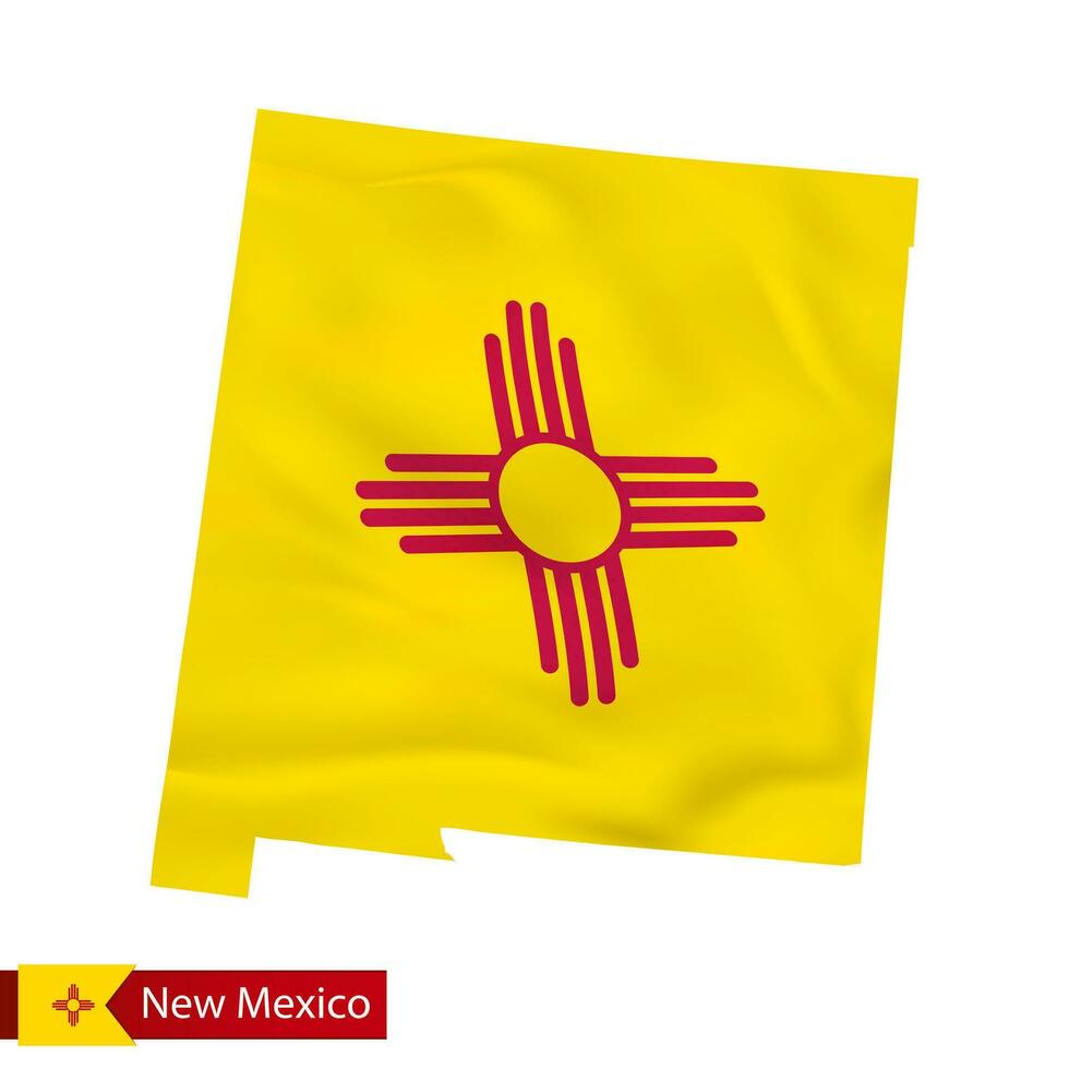 New Mexico state map with waving flag of US State. vector