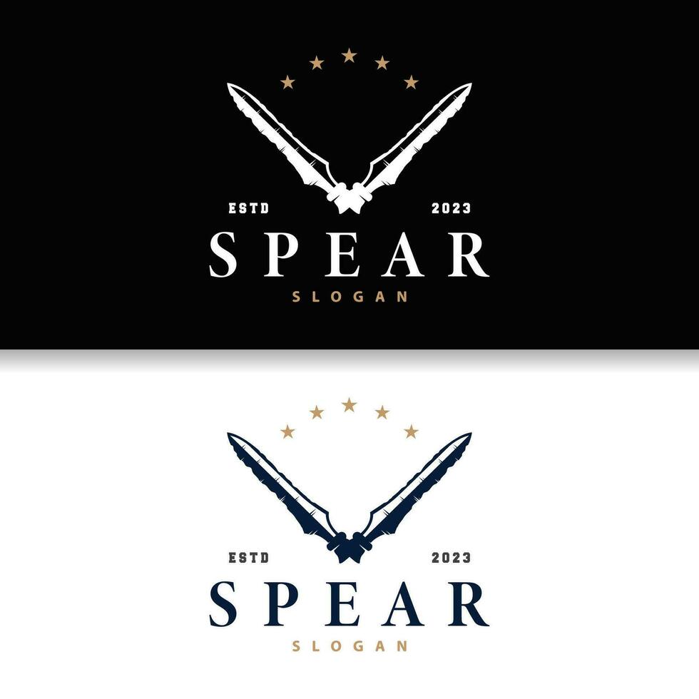Spear Logo, Arrowhead Weapon Design Hunting Spear Simple Vintage Retro Rustic Minimalist Concept vector