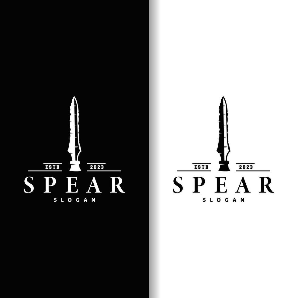 Spear Logo, Arrowhead Weapon Design Hunting Spear Simple Vintage Retro Rustic Minimalist Concept vector