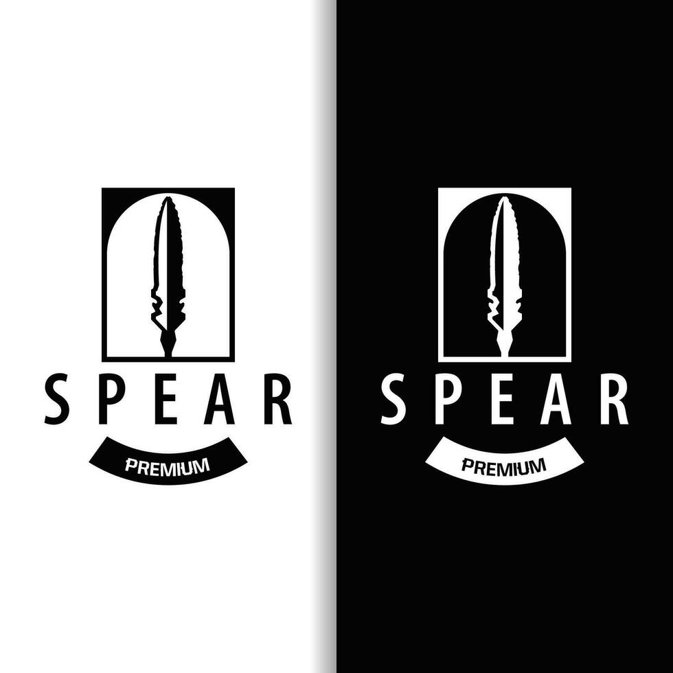 Spear Logo, Arrowhead Weapon Design Hunting Spear Simple Vintage Retro Rustic Minimalist Concept vector