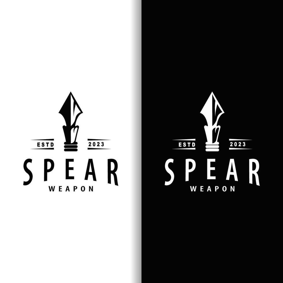 Spear Logo, Arrowhead Weapon Design Hunting Spear Simple Vintage Retro Rustic Minimalist Concept vector