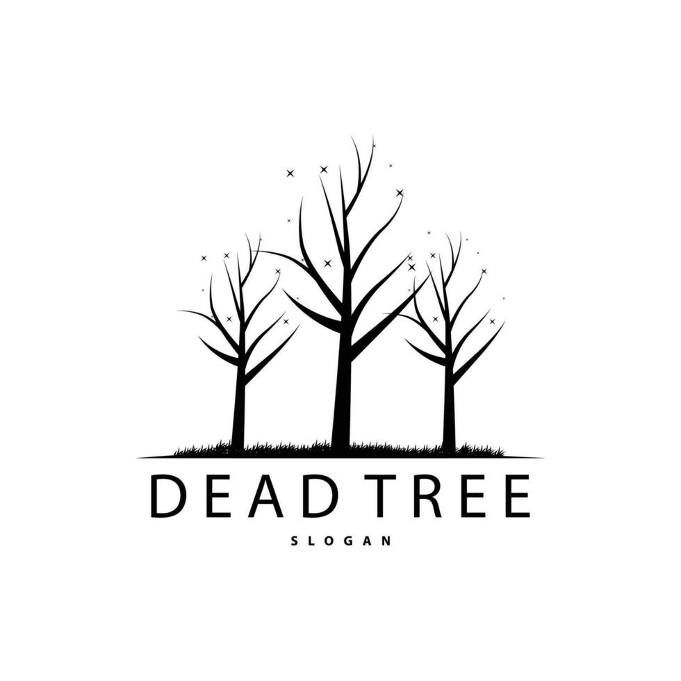 Dry Tree Logo, Dead Tree Plant Design Vector Silhouette Illustration Template