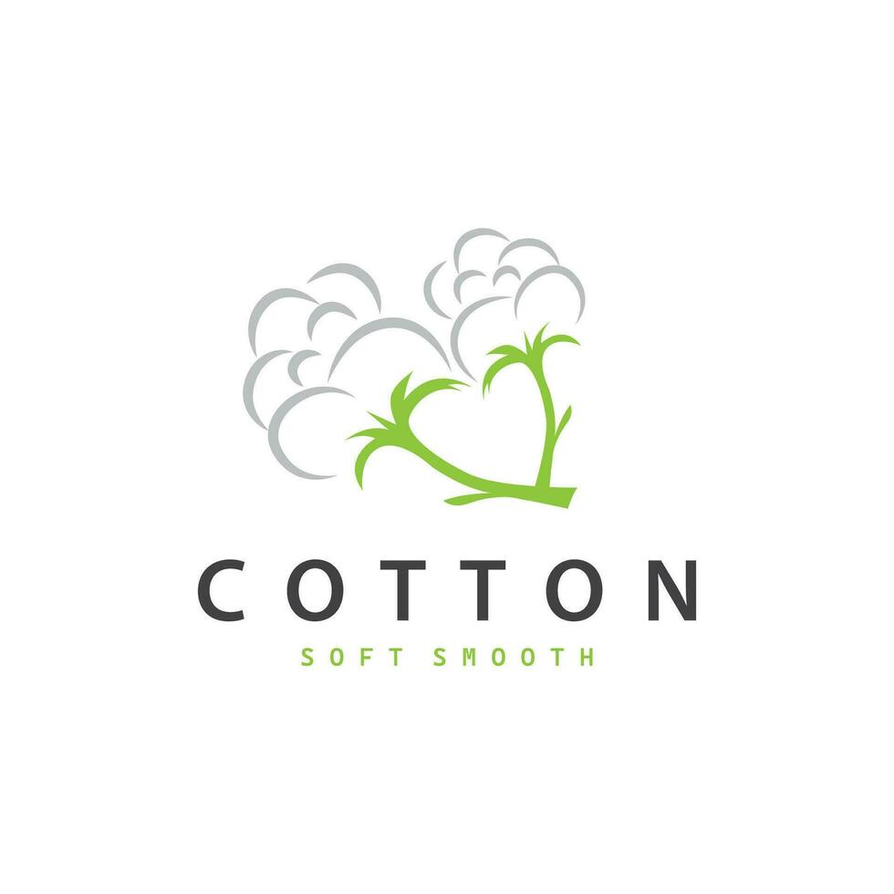 Cotton Logo, Soft and Smooth Cotton Plant Design for Business Brands with Simple Lines And Stem vector