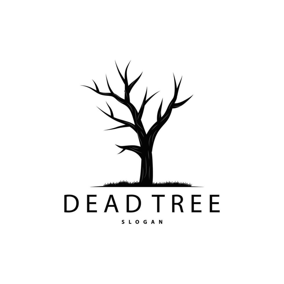 Dry Tree Logo, Dead Tree Plant Design Vector Silhouette Illustration Template