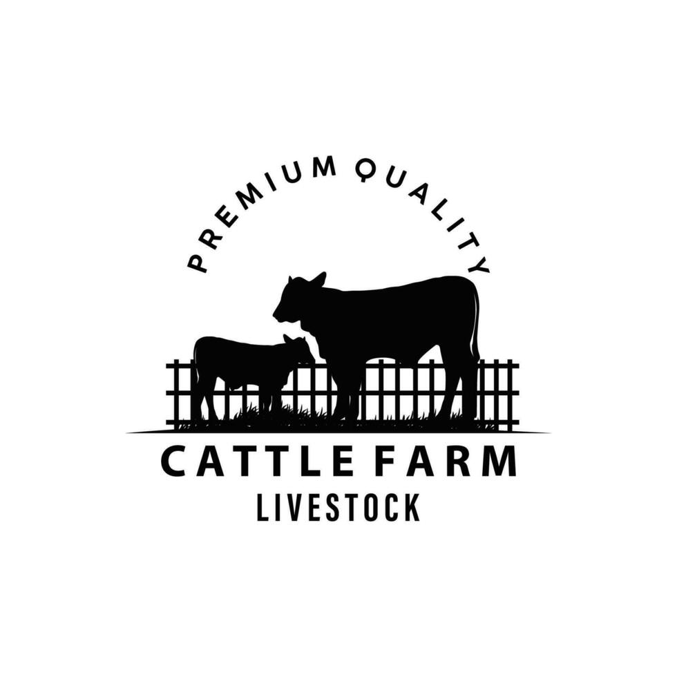 Cow Logo, Simple Cattle Farm Design, Livestock Silhouette, Vector Badge For Business Brand