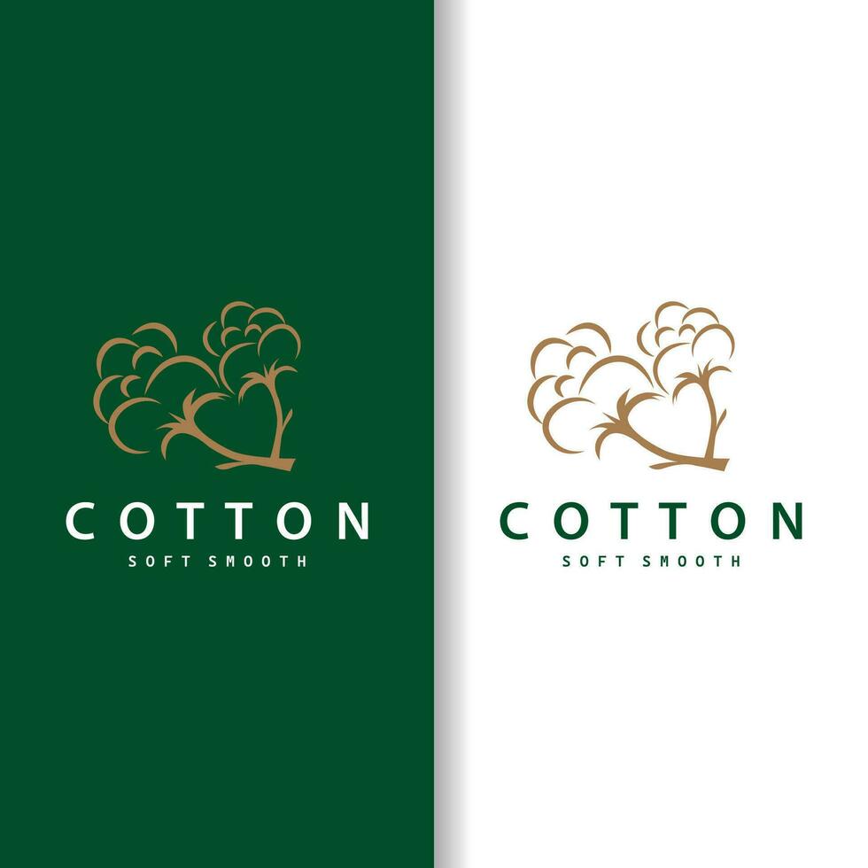 Cotton Logo, Soft and Smooth Cotton Plant Design for Business Brands with Simple Lines And Stem vector