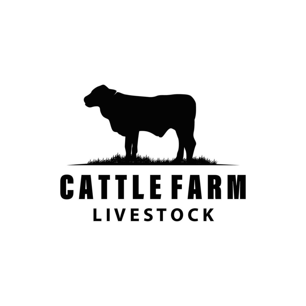 Cow Logo, Simple Cattle Farm Design, Livestock Silhouette, Vector Badge For Business Brand