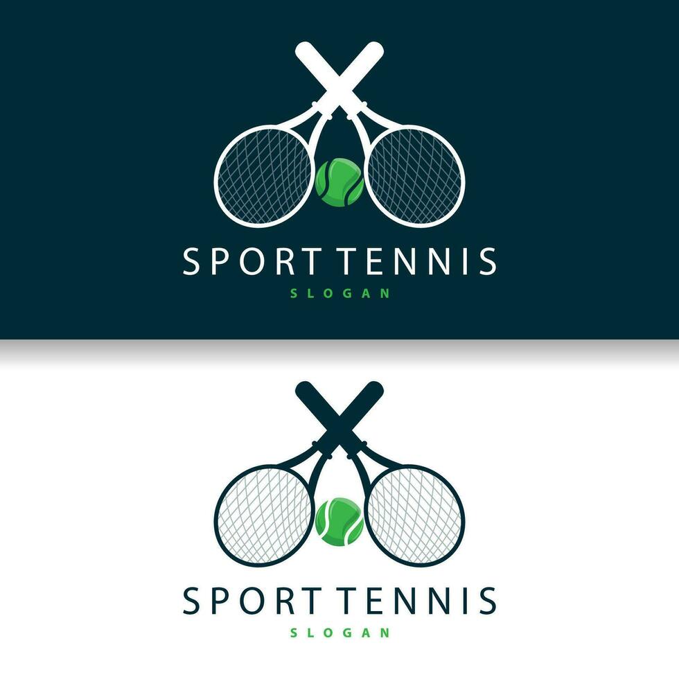 Tennis Sports Logo, Ball and Racket Design for Simple and Modern Tournament Championship Sports vector