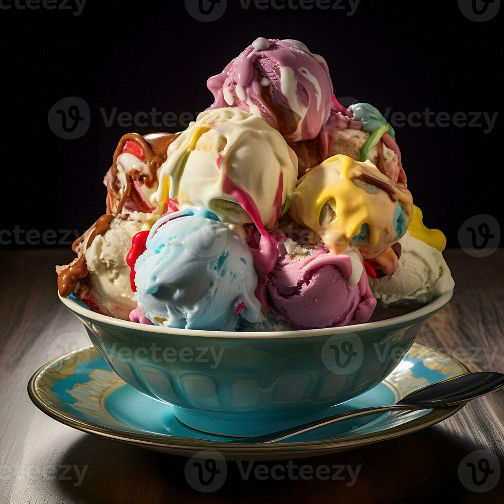 a bowl of ice cream AI Generative photo