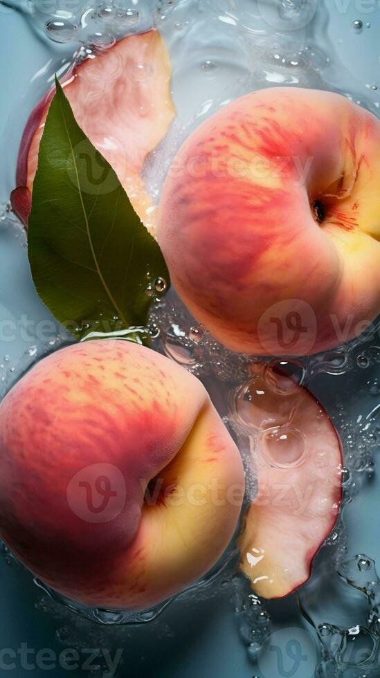 peaches in water AI Generative photo