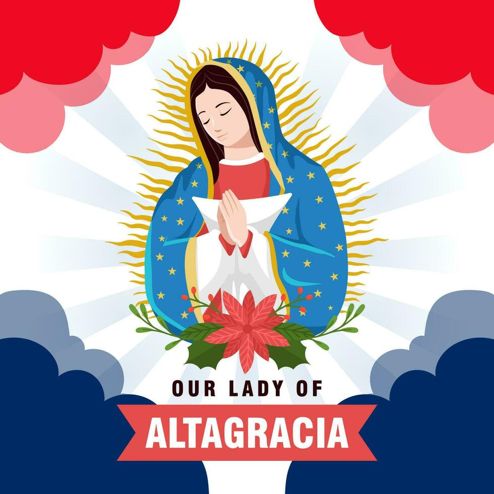 nuestra dama de altagracia. el día de dominicano república ilustración vector antecedentes. vector eps 10