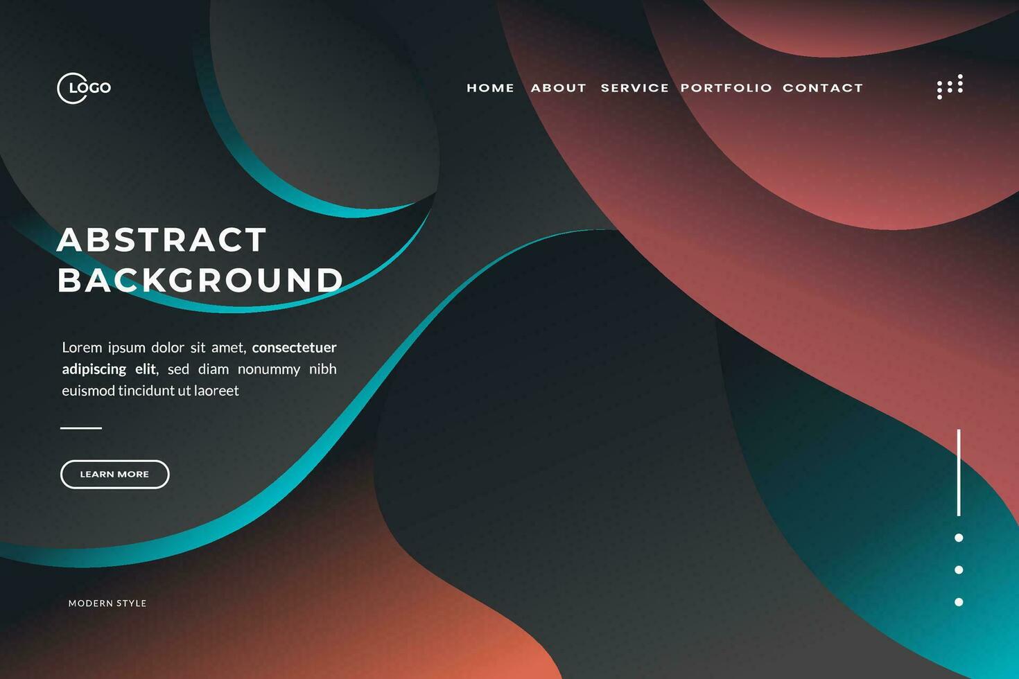 3D Black Colorful Abstract Background with minimal, gently curving waves in a simple and elegant style. It would make a great landing page, website, app, or UI, UX. vector