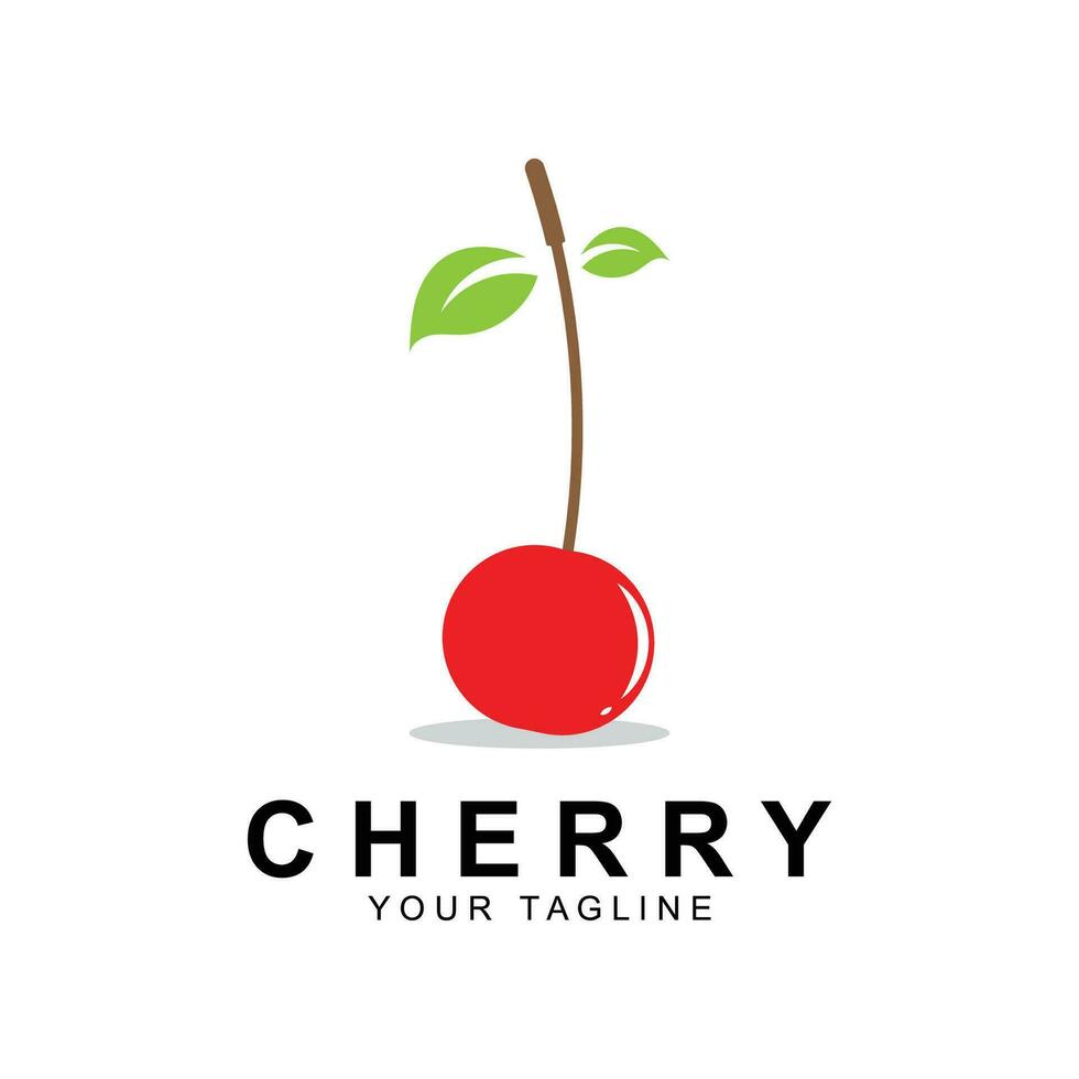 logotipo de fruta de cereza, ilustración vectorial de planta de color rojo, diseño de tienda de frutas, empresa, pegatina, marca de producto vector