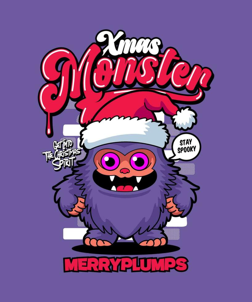 Merryplumps Funny Xmas Cartoon Illustration. vector