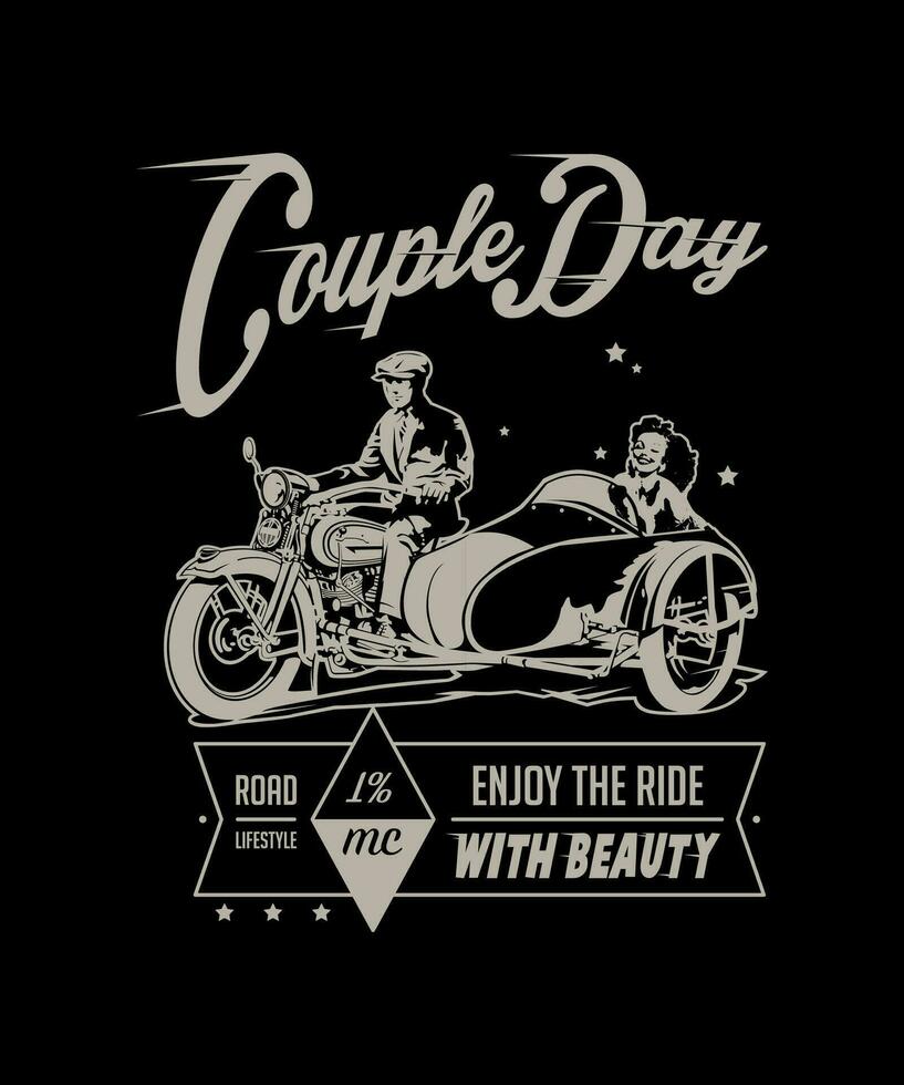 Couple Day vintage vector t-shirt design