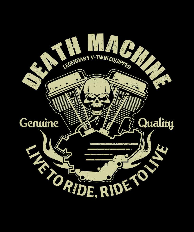 muerte máquina Clásico vector camiseta diseño