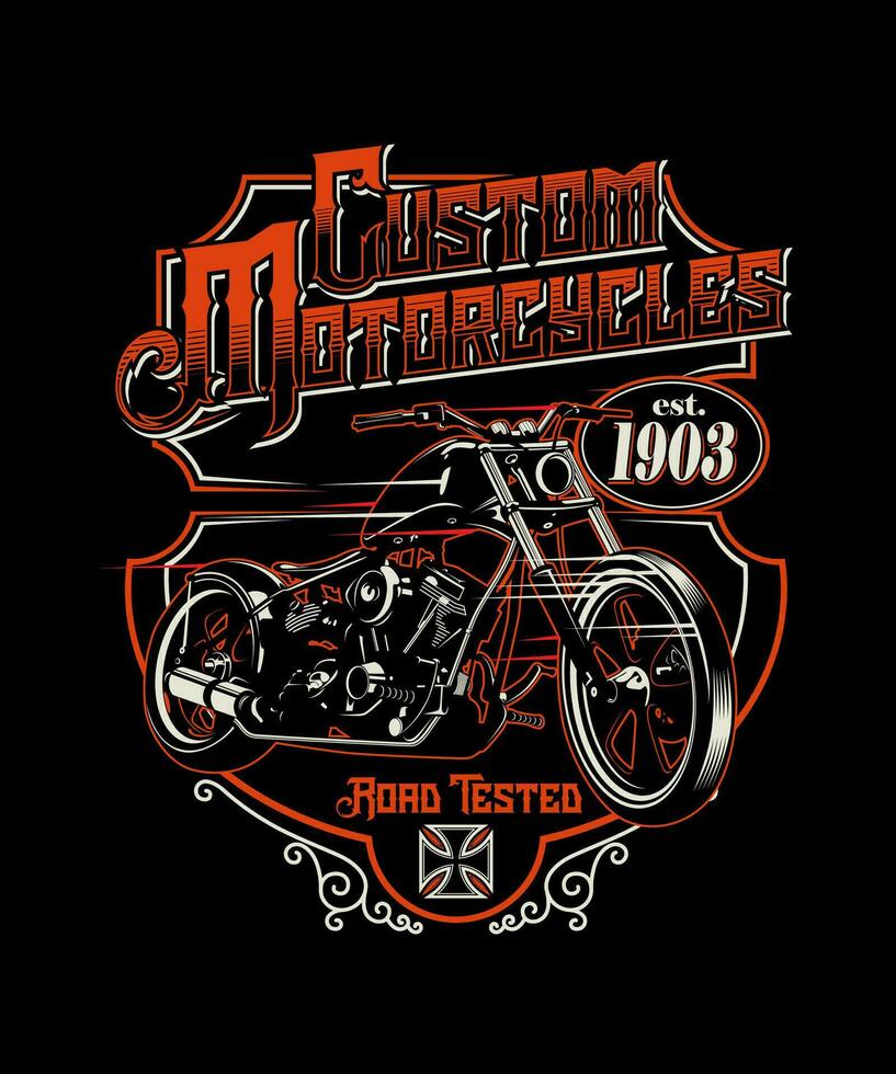 custom motorcycles vintage vector t-shirt design