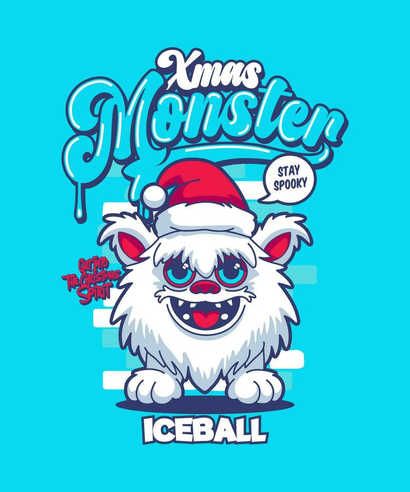 Iceball Funny Xmas Cartoon Illustration. vector