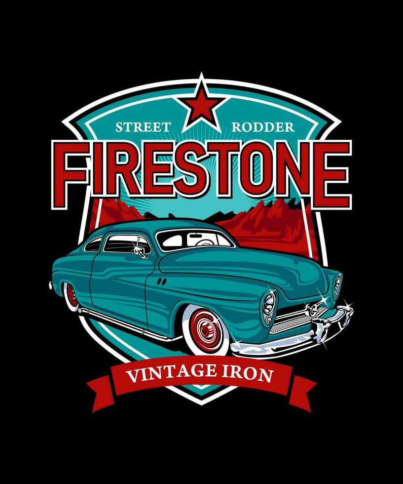 Firestone Vintage Iron. Vintage Vehicle Vector Style.