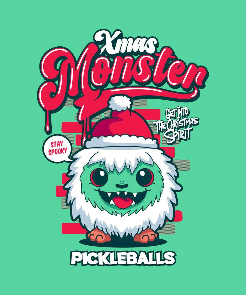 Pickleballs Funny Xmas Cartoon Illustration. vector