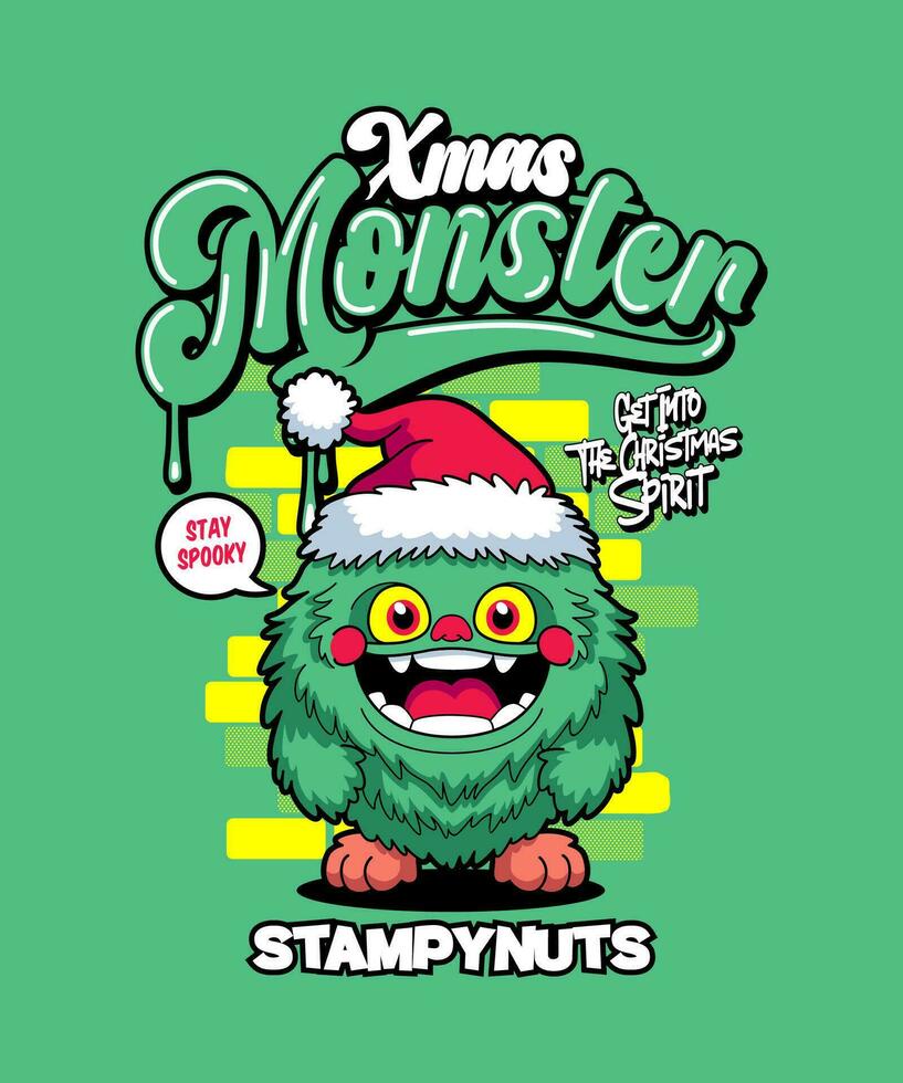 Stampynuts Funny Xmas Cartoon Illustration. vector