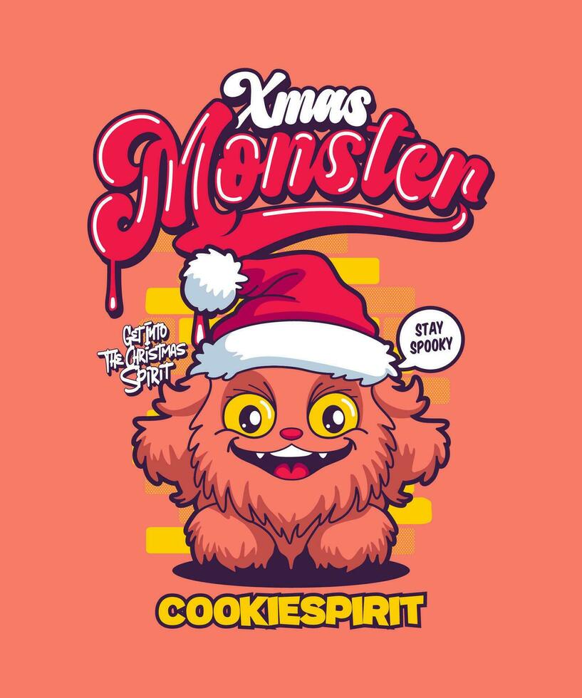 Cookiespirit Funny Xmas Cartoon Illustration. vector