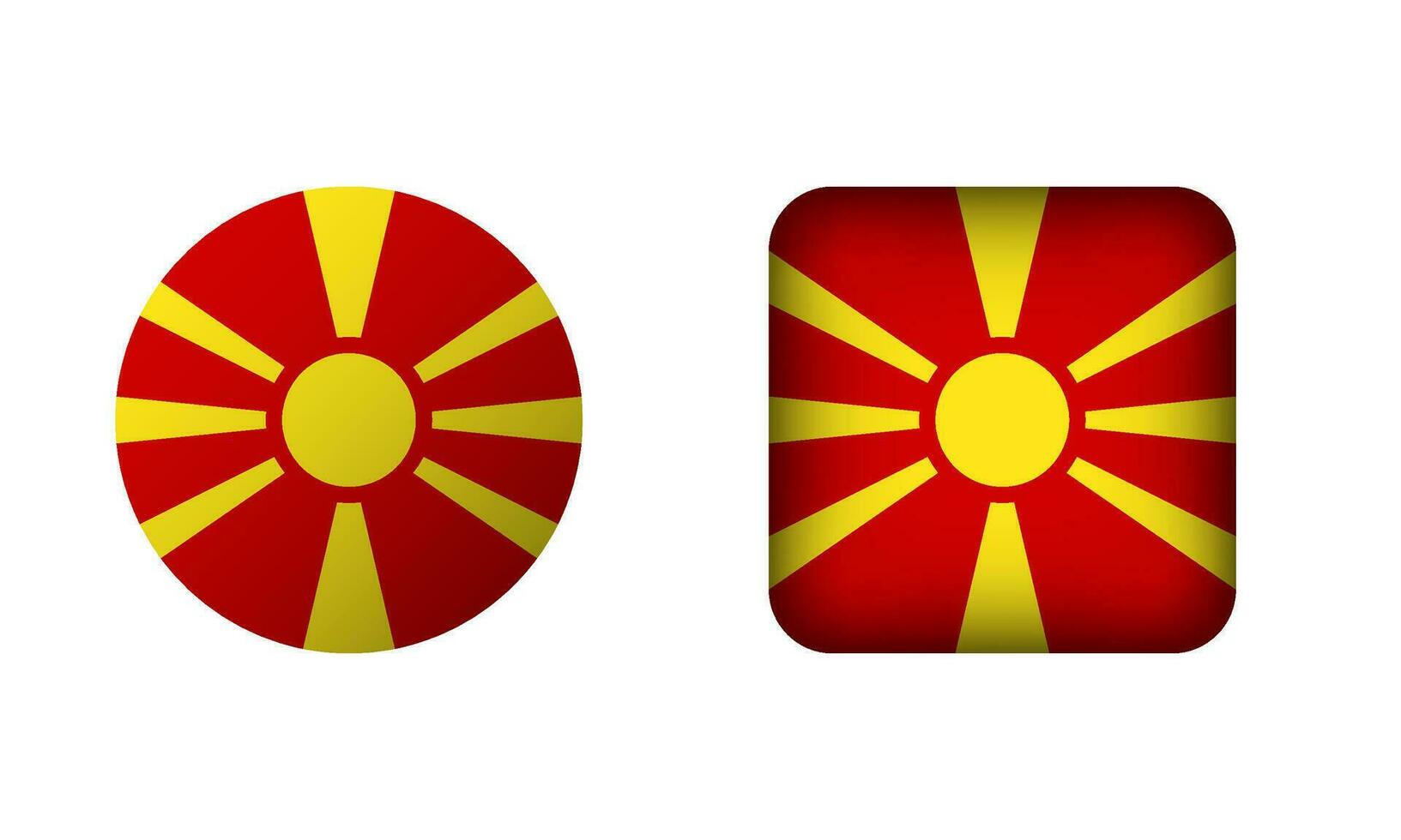 Flat Square and Circle Macedonia National Flag Icons vector